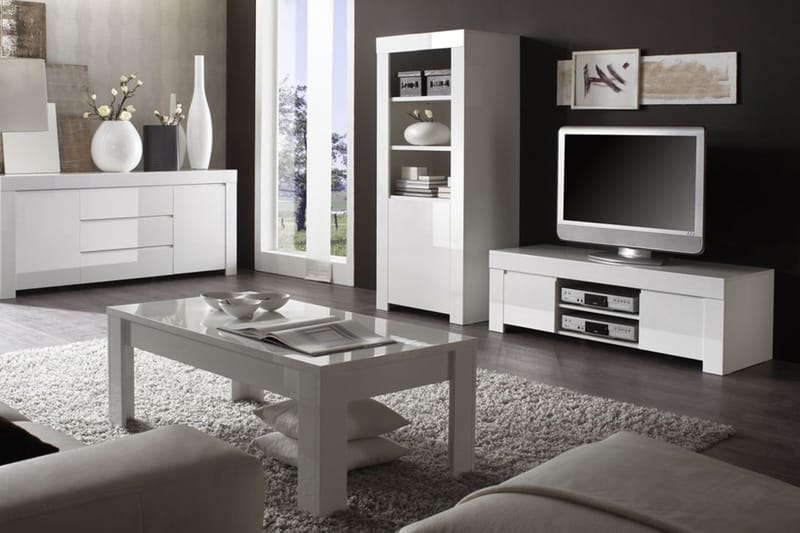 Amalfi Sideboard 190 cm 2 Dörrar 3 Lådor - Vit Högglans - Förvaring - Förvaringsmöbler - Sideboard & skänk