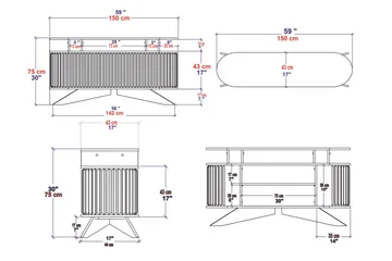 Andifli Sideboard 43x75x150 cm - Vit - Förvaring - Förvaringsmöbler - Sideboard & skänk