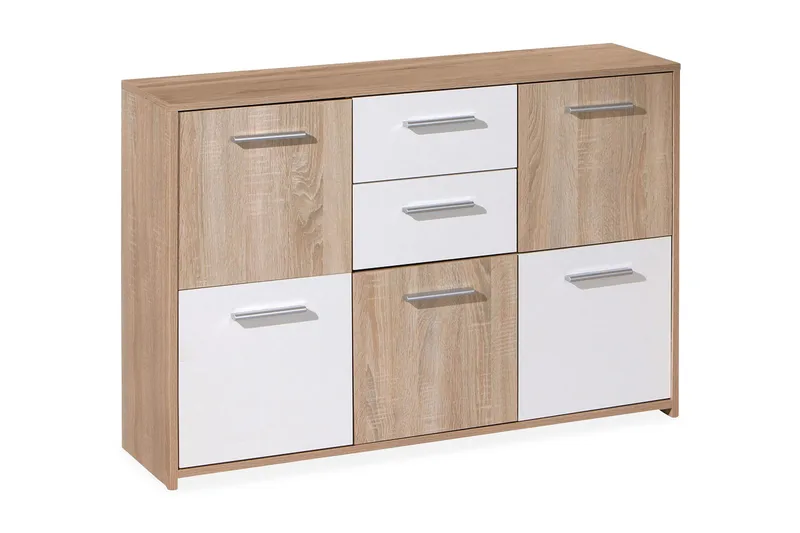 Aragon Skänk 115 cm, Vit/Ljus Ek