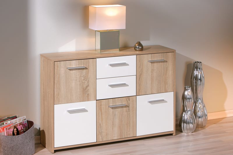 Aragon Skänk 115 cm - Vit/Ljus Ek - Sideboard & skänk