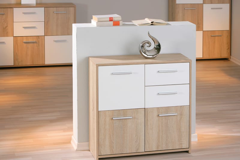 Aragon Skänk 77 cm - Vit/Ljus Ek - Sideboard & skänk