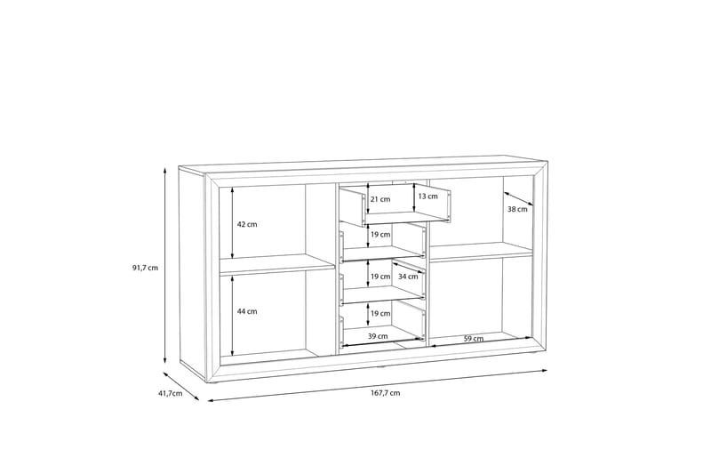 Aridiala Sideboard 42x168 cm - Brun/Vit - Sideboard & skänk