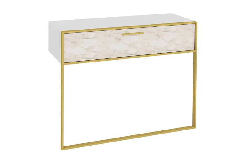Bascle Sideboard 90 cm i Trä med Metallram, Guld|Vit