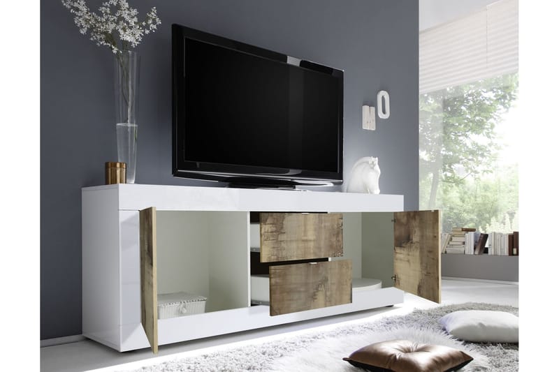 Basic Skänk 210x43 cm - Vit Högglans - Förvaring - Förvaringsmöbler - Sideboard & skänk