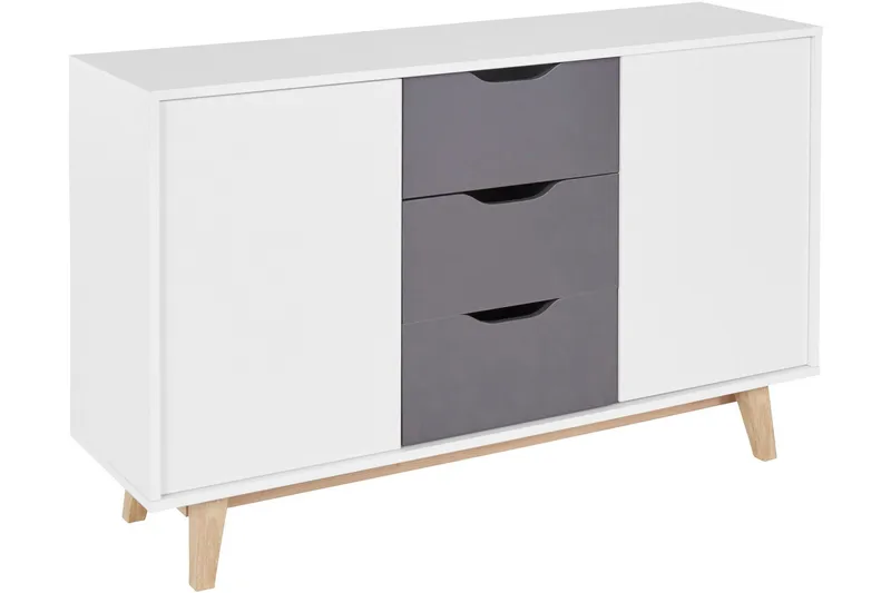Bourg Sideboard 130x38 cm - Vit/Antracit - Förvaring - Förvaringsmöbler - Sideboard & skänk