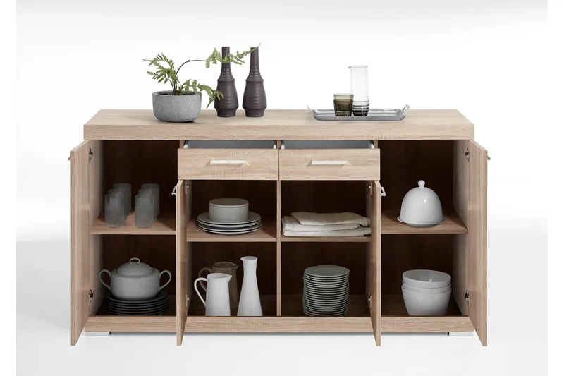 Bristol Skänk 160 cm Låg - Ljus Ek - Förvaring - Förvaringsmöbler - Sideboard & skänk