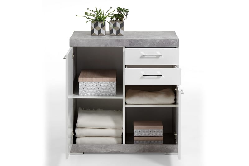 Bristol Skänk 80 cm 2 Luckor 2 Lådor - Vit/Betong - Förvaring - Förvaringsmöbler - Sideboard & skänk
