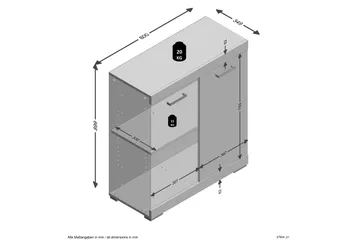 Bristol Skänk 80x90x35 cm 2 Luckor - Ljus Ek - Förvaring - Förvaringsmöbler - Sideboard & skänk