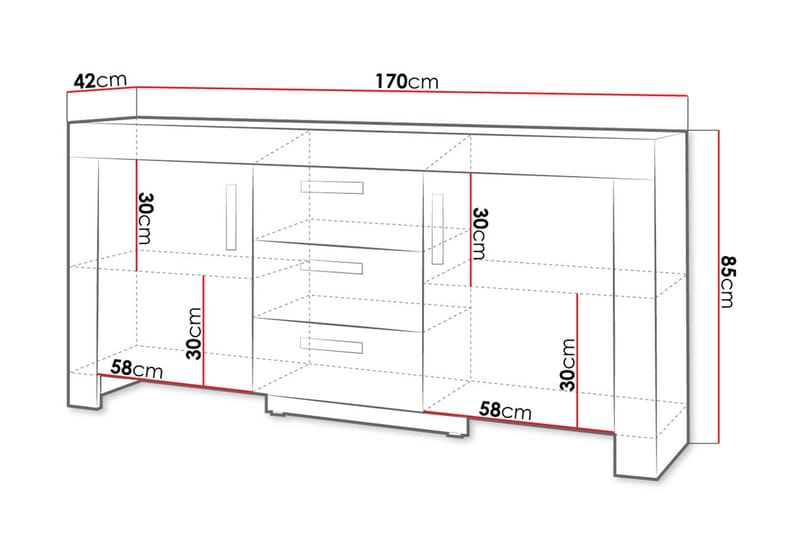 Cezar Rektangulär Skänk 170 cm i Trä med Ekutseende - Beige - Förvaring - Förvaringsmöbler - Sideboard & skänk