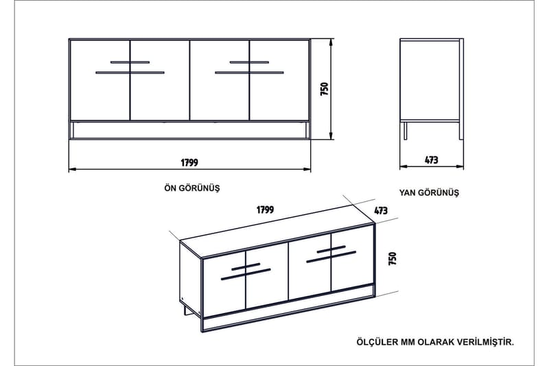 Cofield Sidobord 180 cm - Guld|Svart - Förvaring - Förvaringsmöbler - Sideboard & skänk
