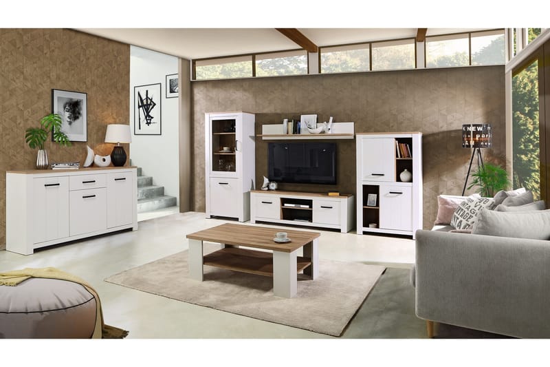 Crumpton Skänk 87 cm - Vit/Brun - Förvaring - Förvaringsmöbler - Sideboard & skänk