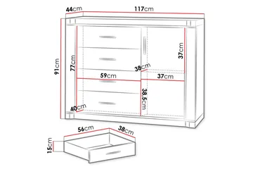 Dallas Skänk 117x43,5x91 cm LED-belysning - Beige/Grå - Förvaring - Förvaringsmöbler - Sideboard & skänk