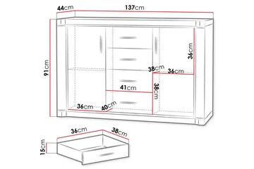 Dallas Skänk 137x43,5x91 cm LED-belysning - Beige/Grå - Förvaring - Förvaringsmöbler - Sideboard & skänk