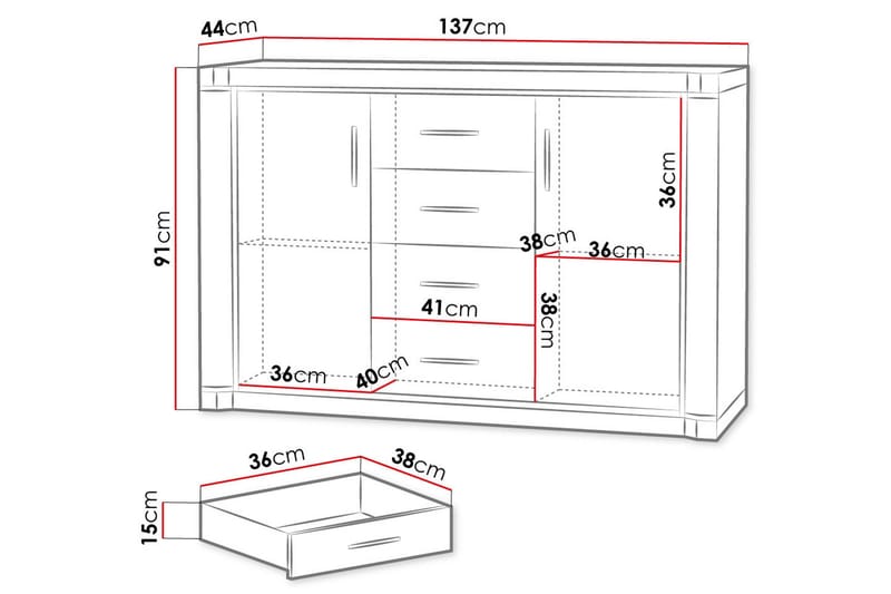 Dallas Skänk 137x43,5x91 cm LED-belysning - Beige/Grå - Förvaring - Förvaringsmöbler - Sideboard & skänk