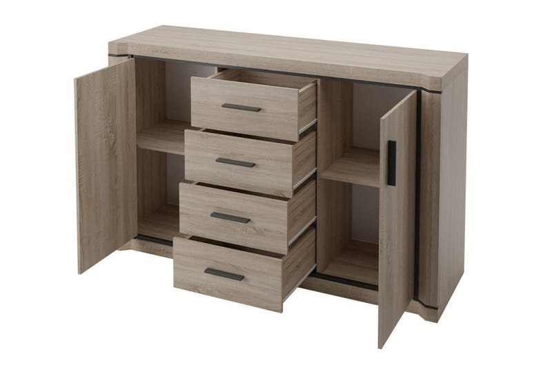 Dallas Skänk 137x43,5x91 cm LED-belysning - Beige/Grå - Sideboard & skänk