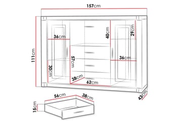 Dallas Skänk 157x43,5x111 cm - Beige/Grå - Förvaring - Förvaringsmöbler - Sideboard & skänk
