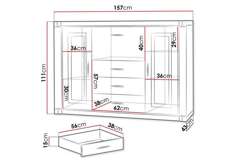 Dallas Skänk 157x43,5x111 cm - Beige/Grå - Förvaring - Förvaringsmöbler - Sideboard & skänk