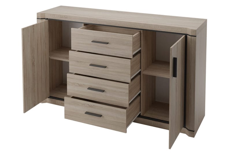 Dallas Skänk 157x43,5x91 cm LED-belysning - Beige - Förvaring - Förvaringsmöbler - Sideboard & skänk