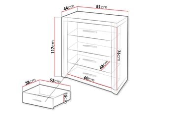 Dallas Skänk 80,5x43,5x91 cm LED-belysning - Ek - Förvaring - Förvaringsmöbler - Sideboard & skänk