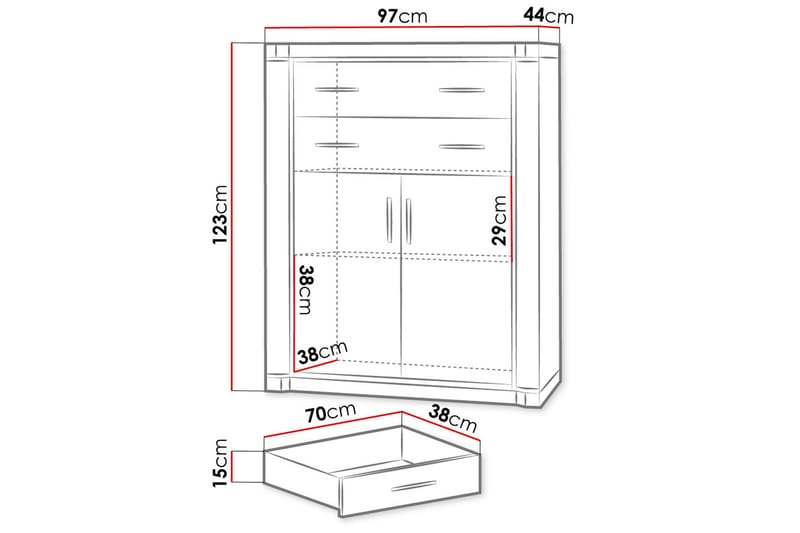 Dallas Skänk 97x43,5x123 cm LED-belysning - Beige/Grå - Sideboard & skänk