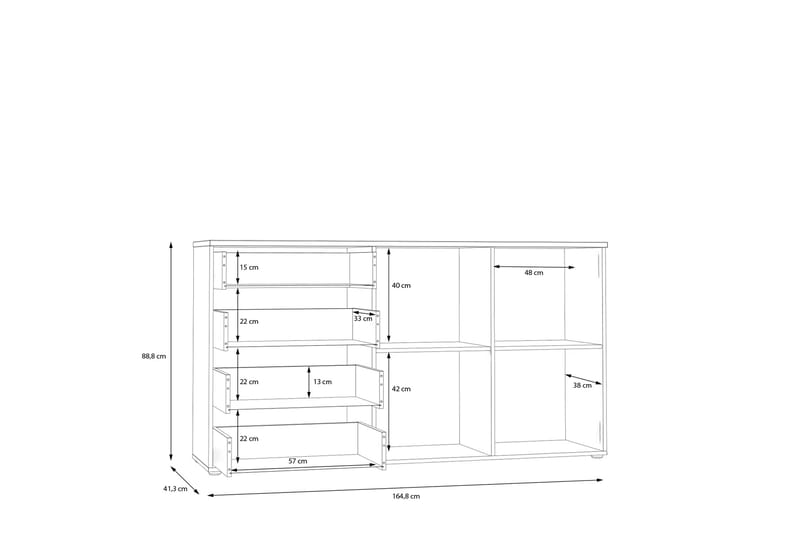 Delchevo Sideboard 41x165 cm - Brun/Vit - Sideboard & skänk