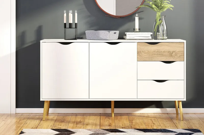 Delta Skänk 147 cm - Vit/Ek - Förvaring - Förvaringsmöbler - Sideboard & skänk
