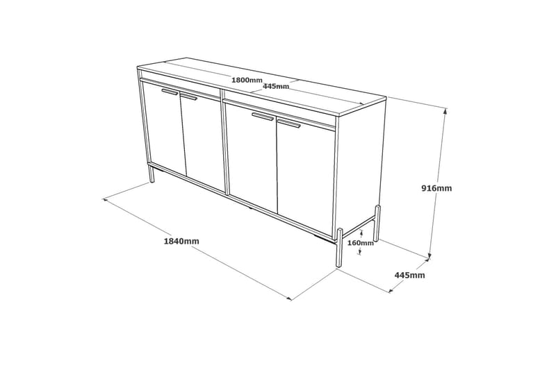 Desgrar Sideboard 46x184 cm - Brun/Betonggrå/Antracit - Sideboard & skänk