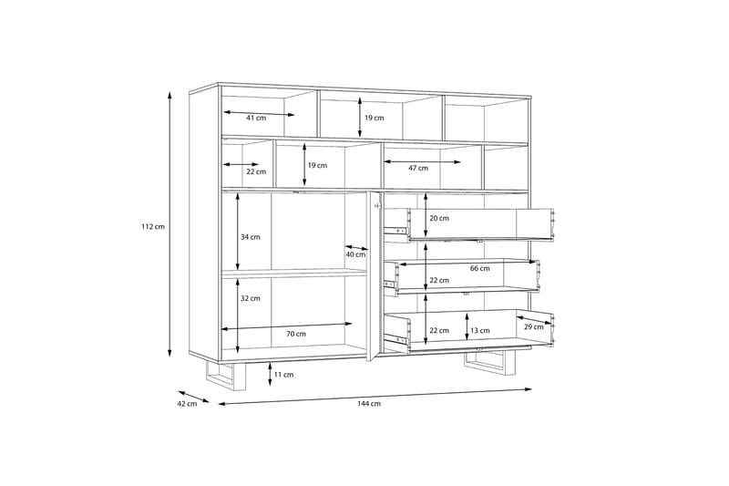 Donmills Sideboard 123x144 cm - Brun/Svart - Sideboard & skänk