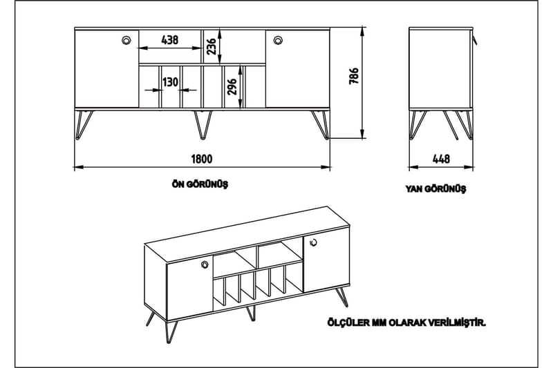 Dregrich Sidobord 180 cm - Valnöt|Svart - Förvaring - Förvaringsmöbler - Sideboard & skänk