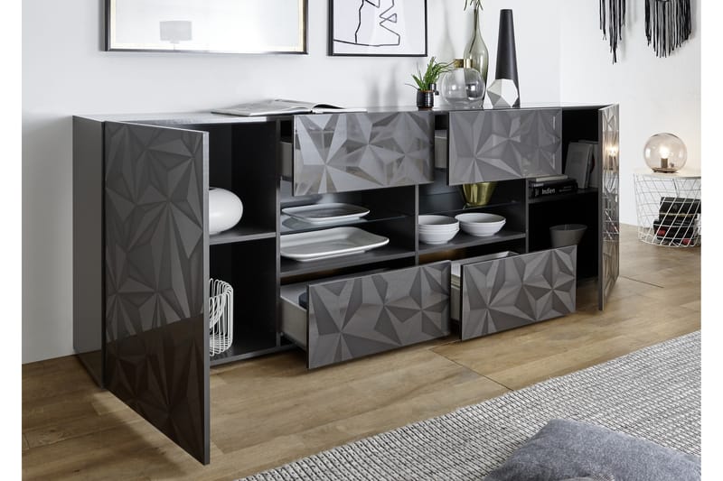Fasett Skänk 241 cm - Grå - Förvaring - Förvaringsmöbler - Sideboard & skänk