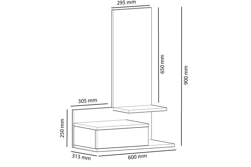 Filford Sideboard 60 cm - Antracit/Ek - Förvaring - Förvaringsmöbler - Sideboard & skänk