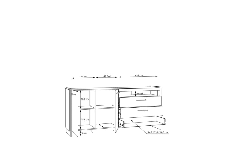 Gevgelija Sideboard 41x187 cm - Brun/Svart - Förvaring - Förvaringsmöbler - Sideboard & skänk