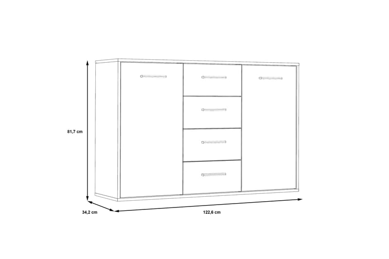Haba Skänk 34x123 cm - Grå - Förvaring - Förvaringsmöbler - Sideboard & skänk