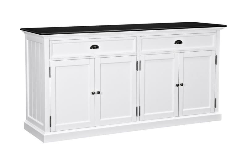 Hampton Skänk 170 cm 4 Dörrar 2 Lådor - Vit/Svart - Sideboard & skänk