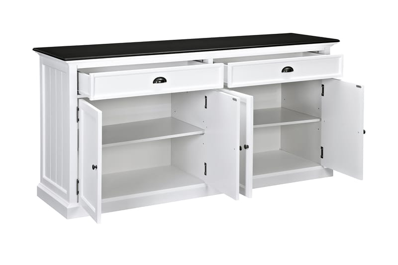 Hampton Skänk 170 cm 4 Dörrar 2 Lådor - Vit/Svart - Sideboard & skänk