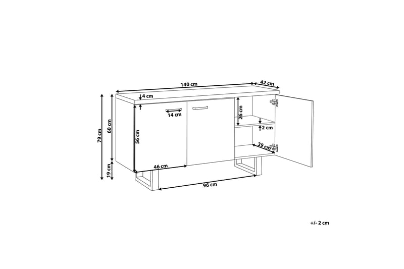 Harvley Skänk med 3 Dörrar - Trä/Natur - Förvaring - Förvaringsmöbler - Sideboard & skänk