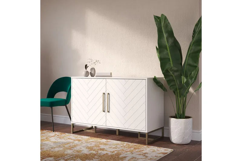 Herringbone Sideboard 122x48 cm Vit - CosmoLiving - Förvaring - Förvaringsmöbler - Sideboard & skänk