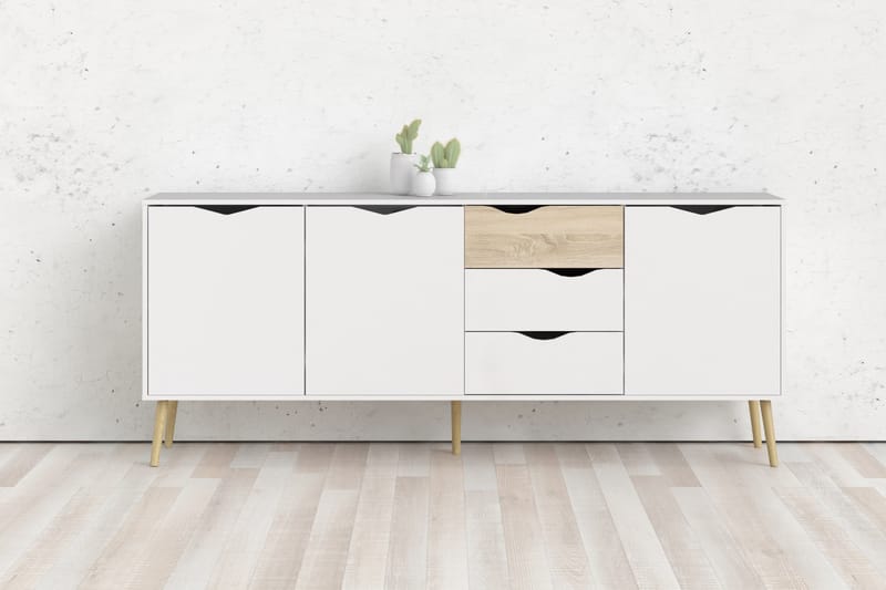 Hostafranc Sideboard 40x196 cm - Vit|Natur - Förvaring - Förvaringsmöbler - Sideboard & skänk