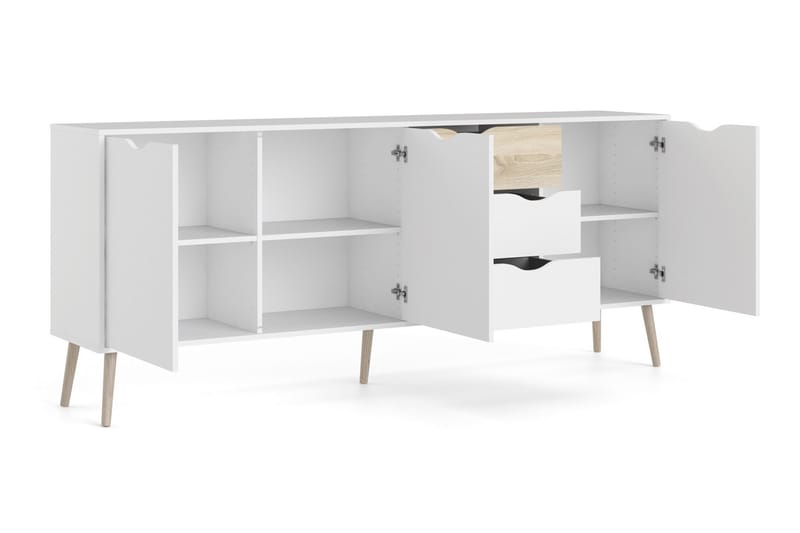 Hostafranc Sideboard 40x196 cm - Vit|Natur - Förvaring - Förvaringsmöbler - Sideboard & skänk