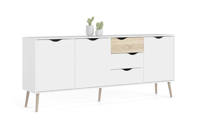 Hostafranc Sideboard 40x196 cm - Vit|Natur - Förvaring - Förvaringsmöbler - Sideboard & skänk
