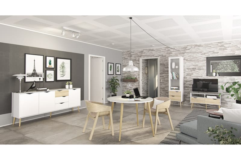 Hostafranc Sideboard 40x196 cm - Vit|Natur - Förvaring - Förvaringsmöbler - Sideboard & skänk