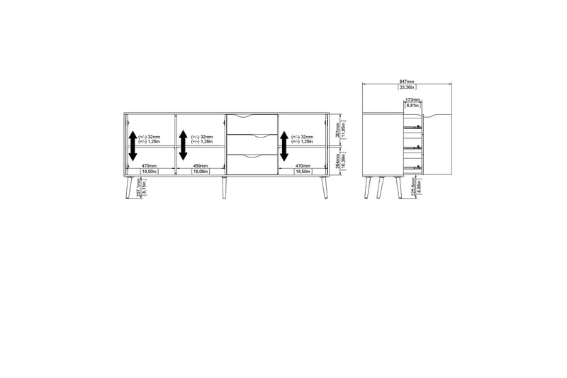 Hostafranc Sideboard 40x196 cm - Vit|Natur - Sideboard & skänk