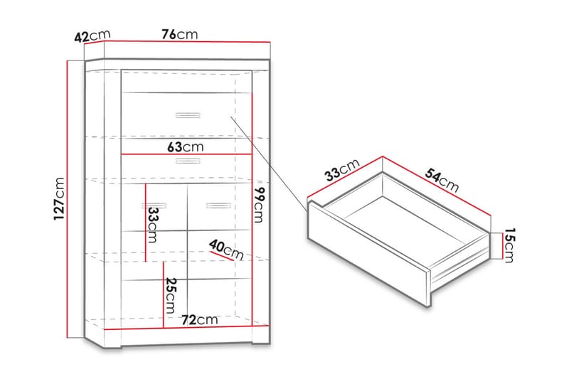 Indianapolis Skänk 76x42x127 cm - Beige/Brun - Förvaring - Förvaringsmöbler - Sideboard & skänk