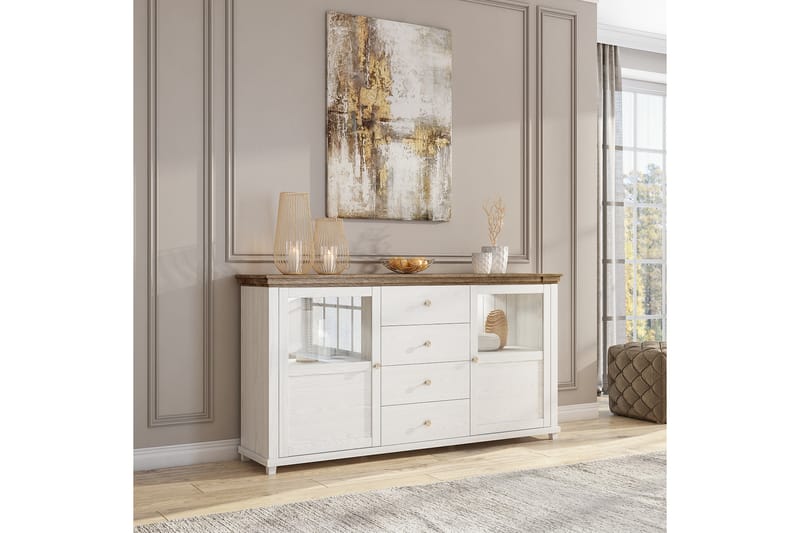 Ivreri Sideboard 42x181 cm - Vit/Natur - Förvaring - Förvaringsmöbler - Sideboard & skänk