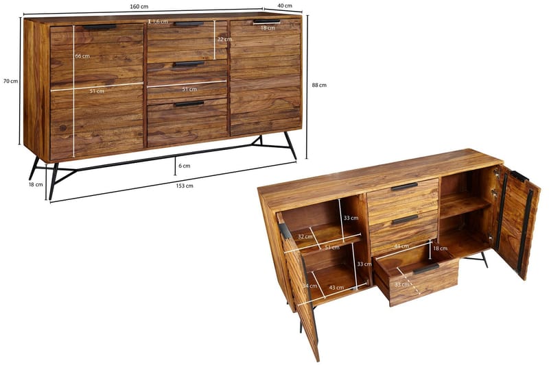 Kimbal Skänk 160x40 cm - Förvaring - Förvaringsmöbler - Sideboard & skänk