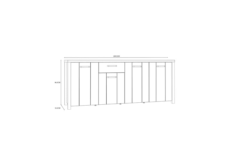 Konitsa Sideboard 52x210 cm - Brun/Svart - Förvaring - Förvaringsmöbler - Sideboard & skänk