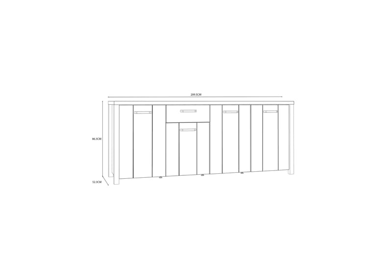 Konitsa Sideboard 52x210 cm - Brun/Svart - Sideboard & skänk