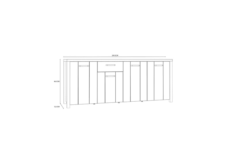 Konitsa Sideboard 52x210 cm - Brun/Svart - Förvaring - Förvaringsmöbler - Sideboard & skänk