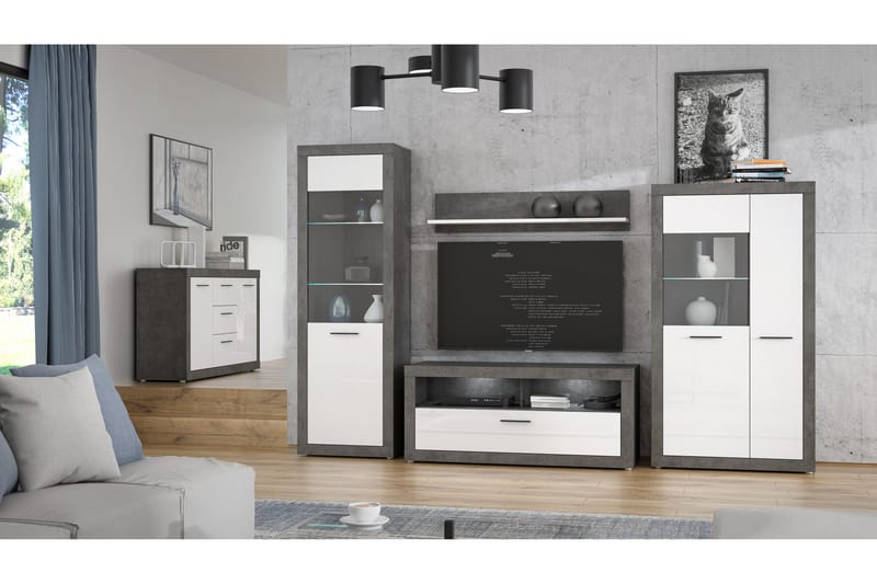 Kranea Sideboard 41x143 cm - Grå/Vit - Förvaring - Förvaringsmöbler - Sideboard & skänk