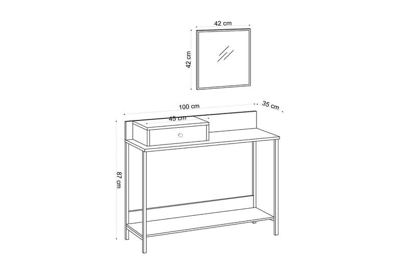 Kuirala Byrå 100x35 cm Hylla - Blå/Natur - Sideboard & skänk